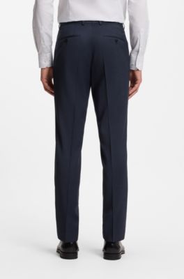 Two-piece regular-fit suit in stretch virgin wool, Dark Blue