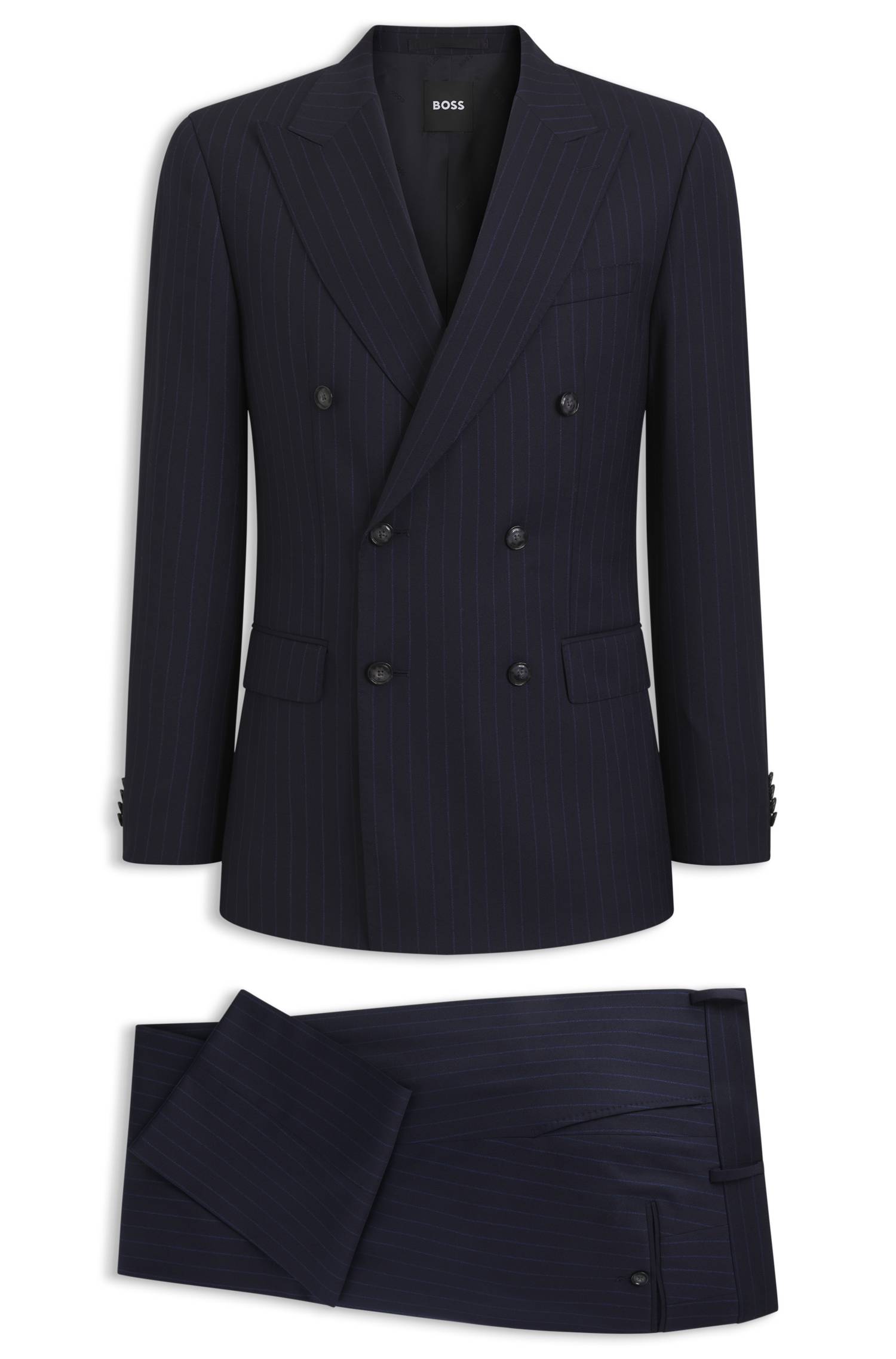 Boss Two-piece slim-fit suit in striped stretch wool kostymer herr – bild 4