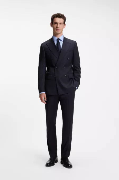 Two-piece slim-fit suit in striped stretch wool