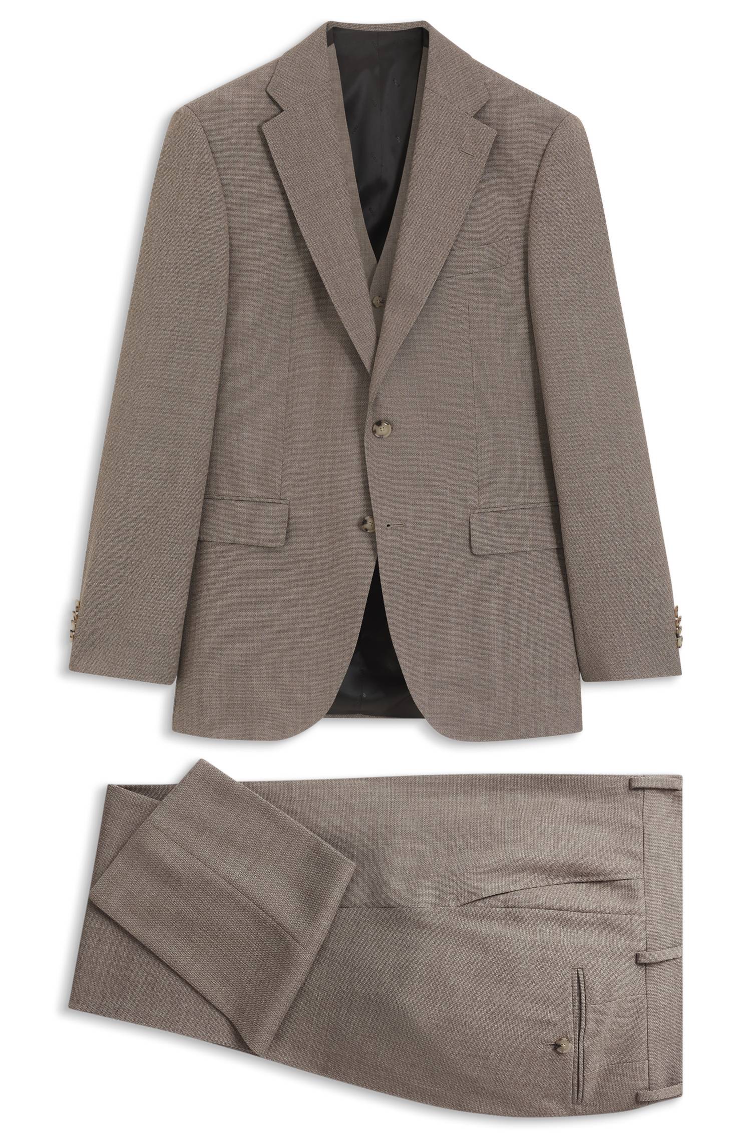 Boss Three-piece regular-fit suit in virgin-wool serge kostymer herr – bild 4