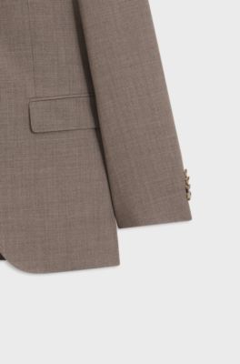 Abito tre pezzi regular fit in serge di lana vergine, Marrone chiaro