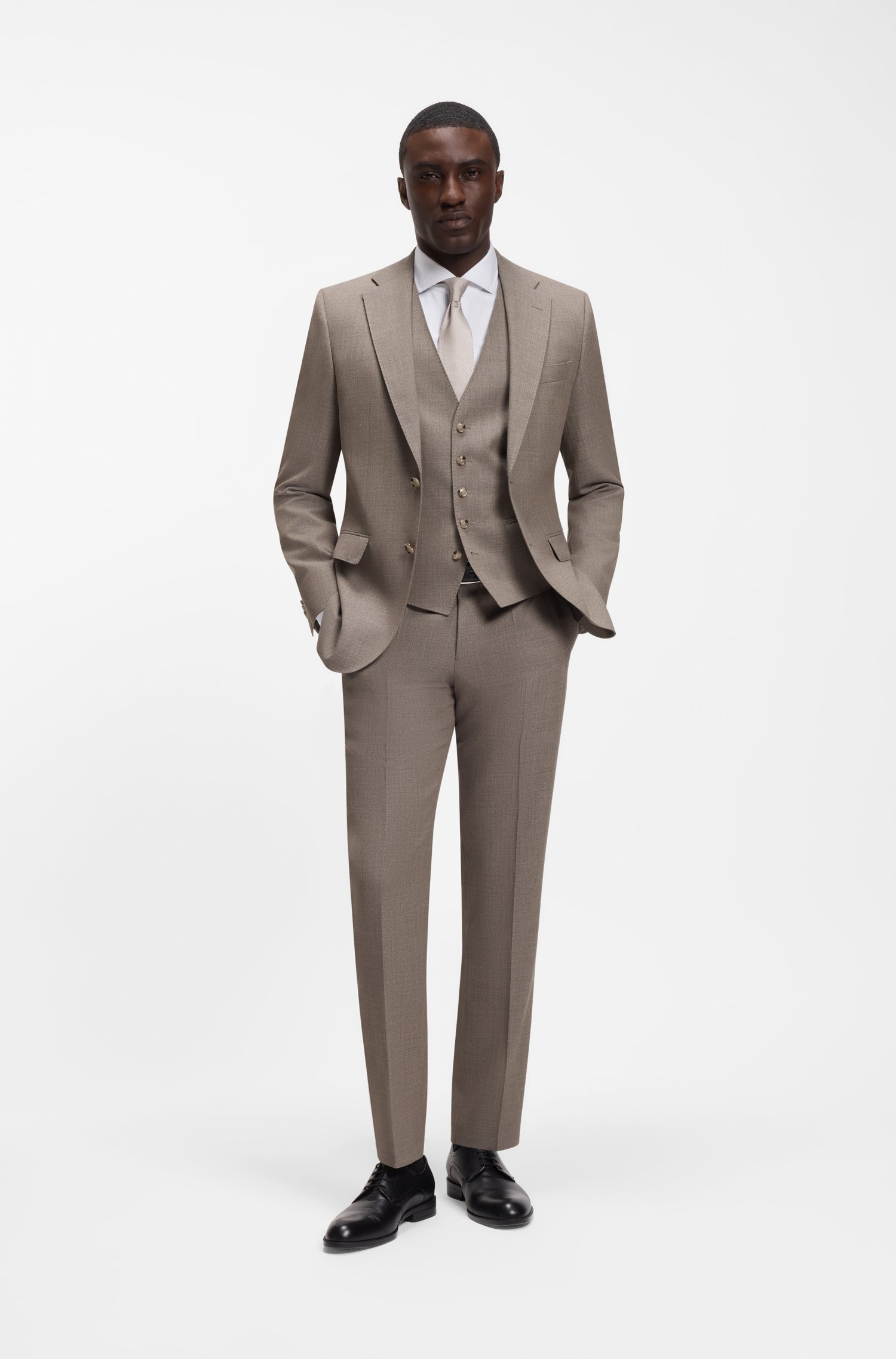Boss Three-piece regular-fit suit in virgin-wool serge kostymer herr