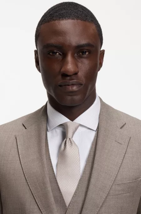 Three-piece regular-fit suit in virgin-wool serge