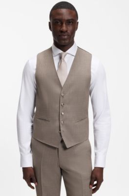 Abito tre pezzi regular fit in serge di lana vergine, Marrone chiaro