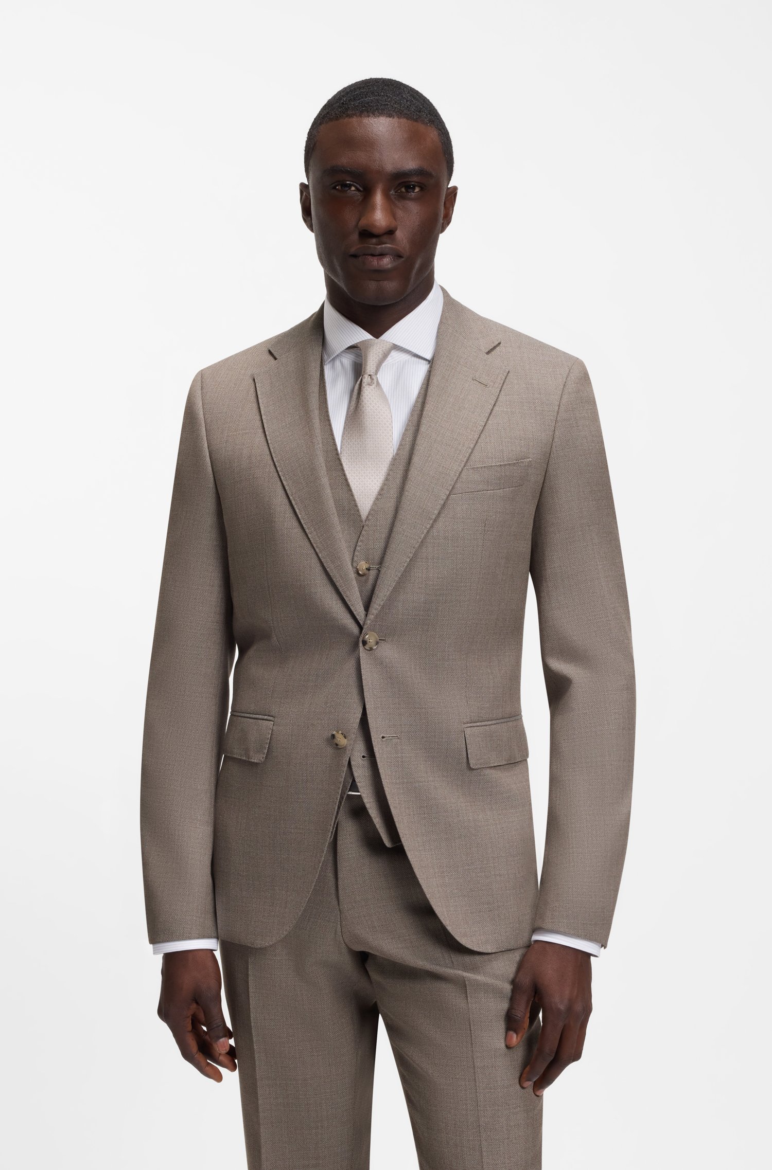 Boss Three-piece regular-fit suit in virgin-wool serge kostymer herr – bild 2