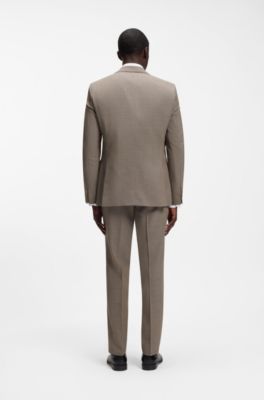 Abito tre pezzi regular fit in serge di lana vergine, Marrone chiaro