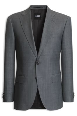 Regular-fit virgin-wool suit jacket, Grey