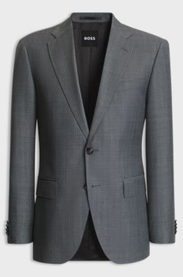Regular-fit virgin-wool suit jacket, Grey