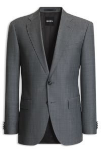 Regular-fit virgin-wool suit jacket, Grey
