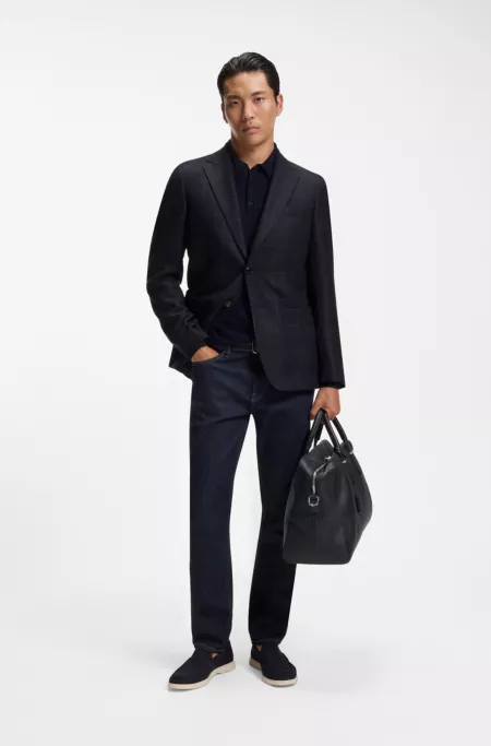 Slim-fit blazer in checked virgin wool