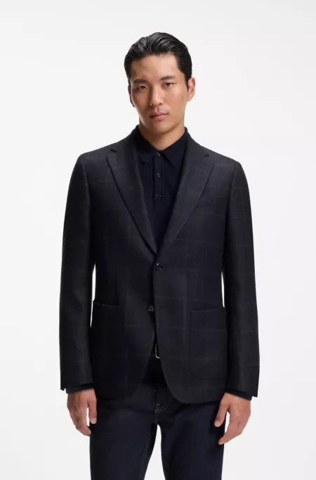 Slim-fit blazer in checked virgin wool