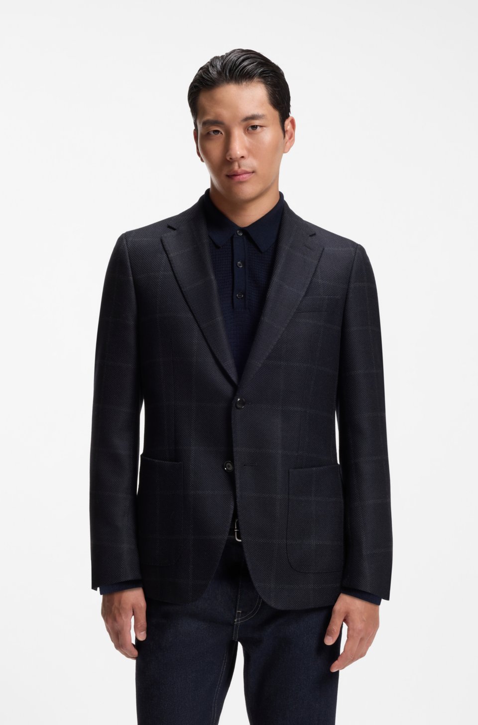 Slim-fit blazer in checked virgin wool