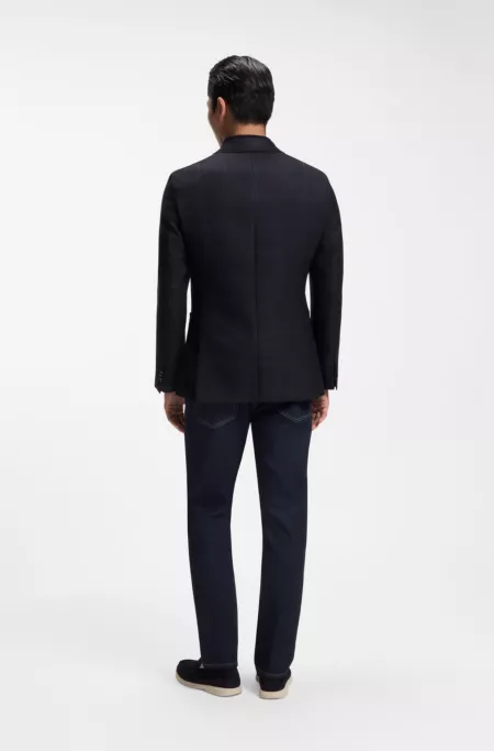 Slim-fit blazer in checked virgin wool