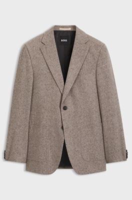 Herringbone slim-fit blazer in a rich wool blend, Light Brown