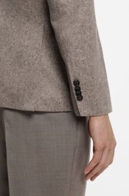 Herringbone slim-fit blazer in a rich wool blend, Light Brown