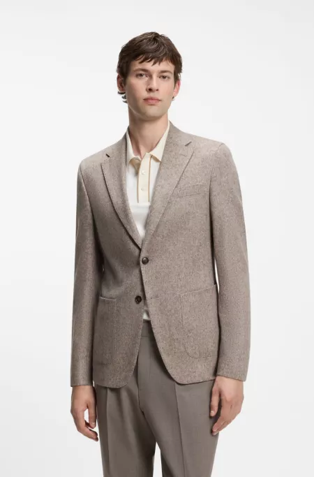 Blazer Slim à chevrons en laine mélangée noble