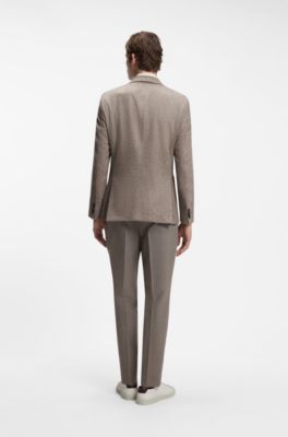 Herringbone slim-fit blazer in a rich wool blend, Light Brown