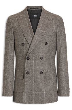 Slim-fit jacket in checked virgin wool