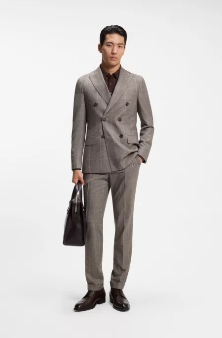 Slim-fit jacket in checked virgin wool