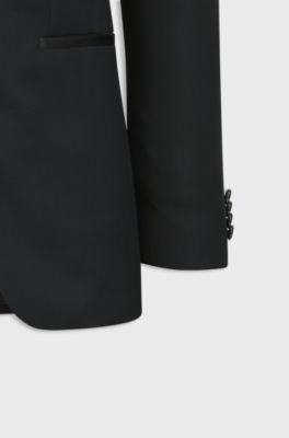 Slim-fit suit in Italian stretch virgin wool, Black