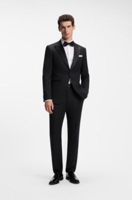 Slim-fit suit in Italian stretch virgin wool, Black