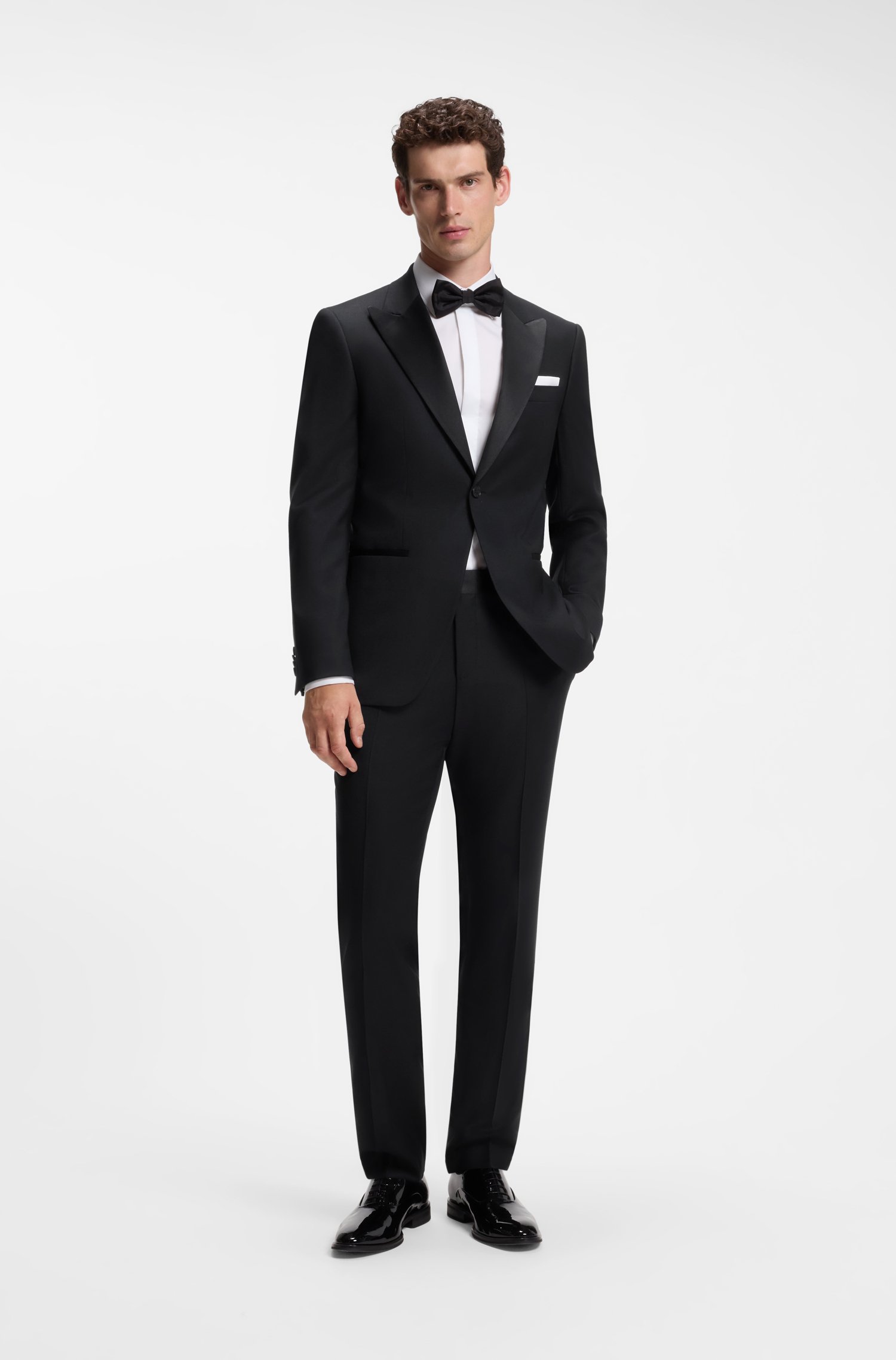 Boss Slim-fit suit in Italian stretch virgin wool kostymer herr