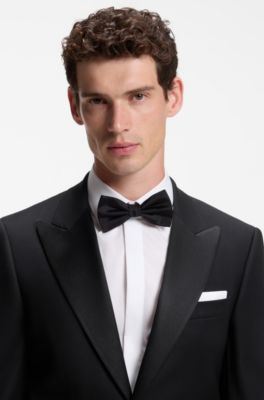 Slim-fit suit in Italian stretch virgin wool, Black