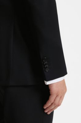 Slim-fit suit in Italian stretch virgin wool, Black