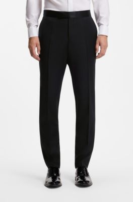 Slim-fit suit in Italian stretch virgin wool, Black