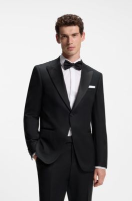 Slim-fit suit in Italian stretch virgin wool, Black