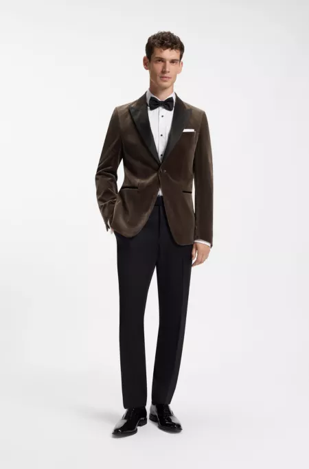 Veste de smoking Slim en velours de coton