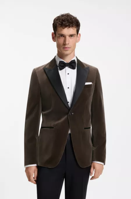 Veste de smoking Slim en velours de coton