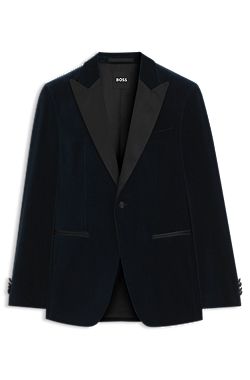 Slim-fit tuxedo jacket in cotton velvet