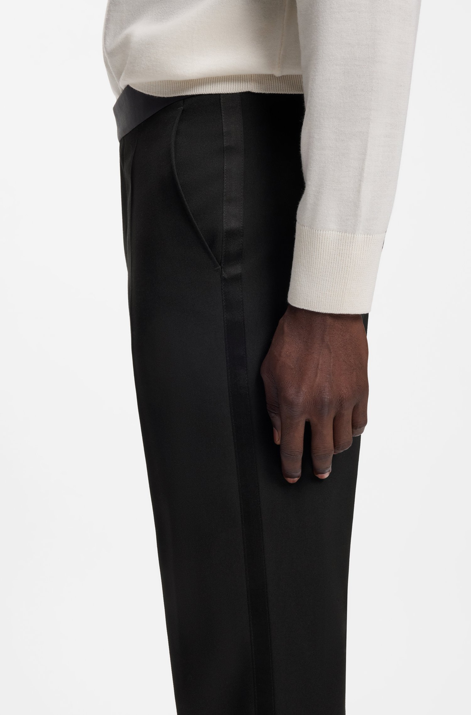 Boss Slim-fit tuxedo trousers in virgin wool byxor herr – bild 3