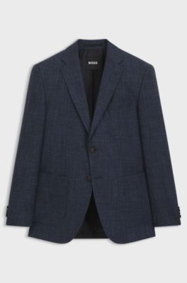 Regular-fit suit jacket in a patterned wool blend, Dark Blue