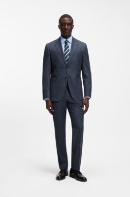 Regular-fit suit jacket in a patterned wool blend, Dark Blue