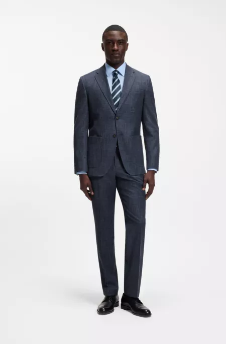 Regular-fit suit jacket in a patterned wool blend