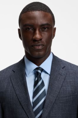 Regular-fit suit jacket in a patterned wool blend, Dark Blue