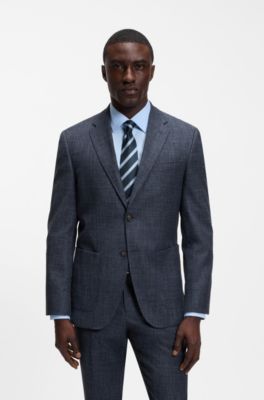 Regular-fit suit jacket in a patterned wool blend, Dark Blue