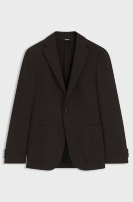 Slim-fit jacket in virgin wool, Dark Brown