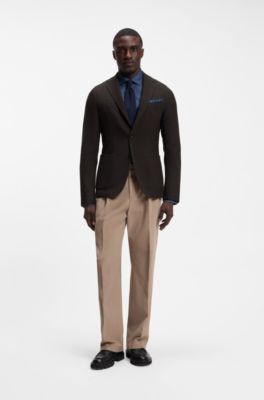 Slim-fit jacket in virgin wool, Dark Brown