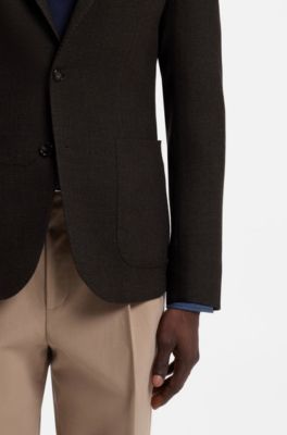 Slim-fit jacket in virgin wool, Dark Brown