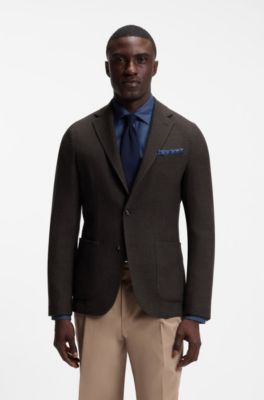 Slim-fit jacket in virgin wool, Dark Brown