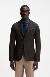 Slim-Fit Sakko aus Schurwolle, Dunkelbraun