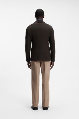 Slim-fit jacket in virgin wool, Dark Brown