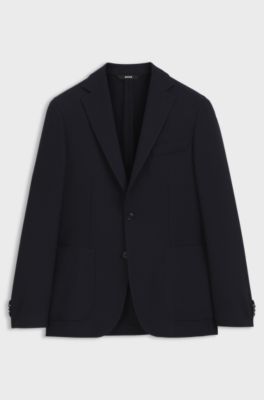 Slim-fit jacket in virgin wool, Dark Blue