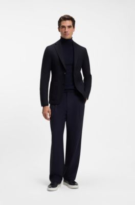 Slim-fit jacket in virgin wool, Dark Blue