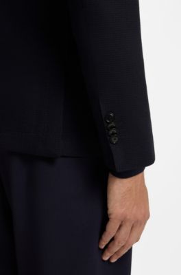 Slim-fit jacket in virgin wool, Dark Blue