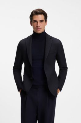 Slim-fit colbert van scheerwol, Donkerblauw