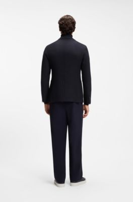 Slim-fit jacket in virgin wool, Dark Blue